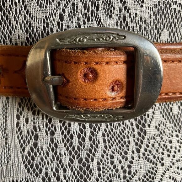 VINTAGE Signed Al Stohlman Hand Tooled Spell Out “Mabel” Leather Belt main image 4